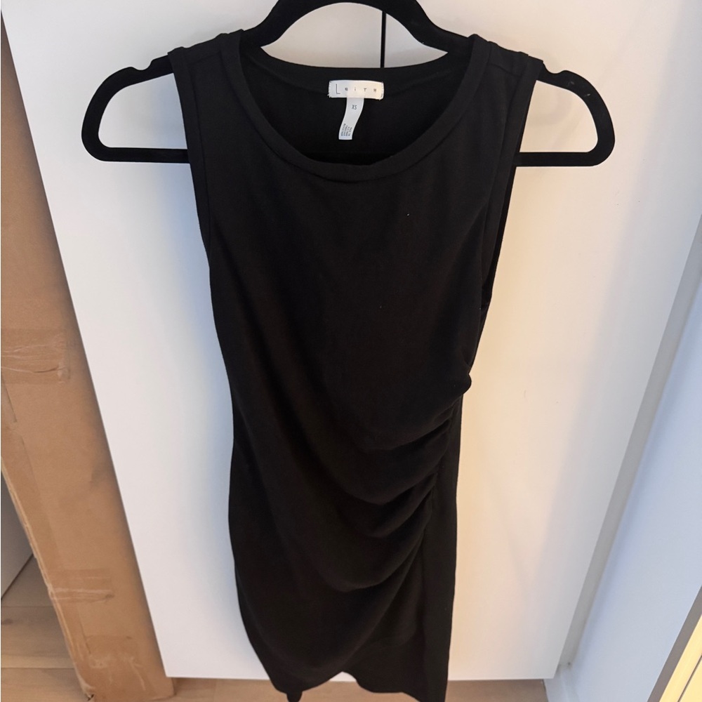 Leith Black Ruched Mini Dress